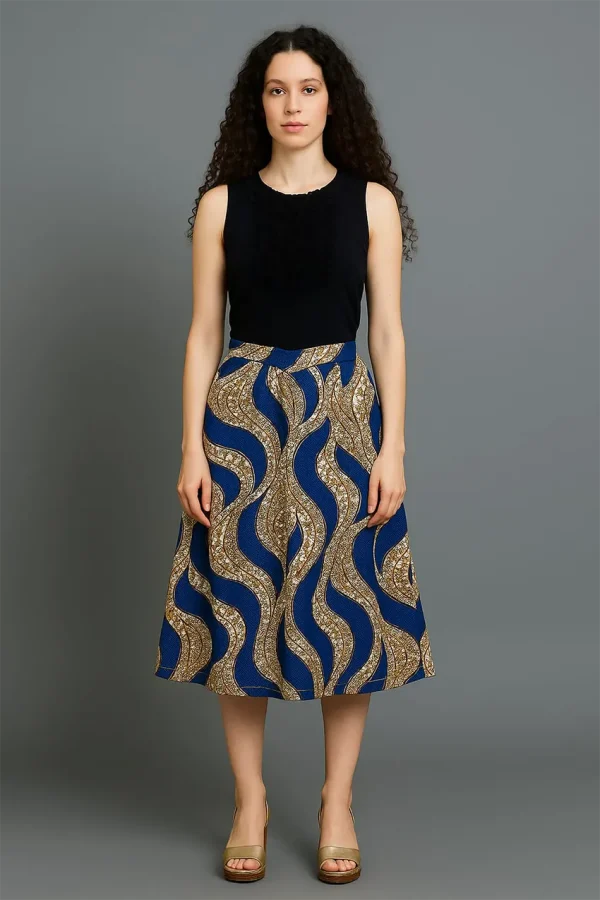 atelier jupe midi en wax Matières Wax