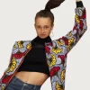 Bomber wax pour femme motif fleurs de mariage Matières Wax Lyon